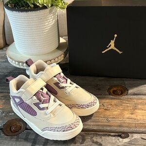 Kids Cream and Purple Sneakers